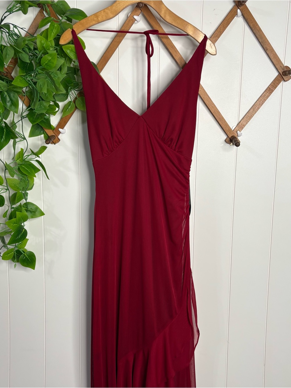 Windsor Deep Burgundy V-Neck Maxi Dress